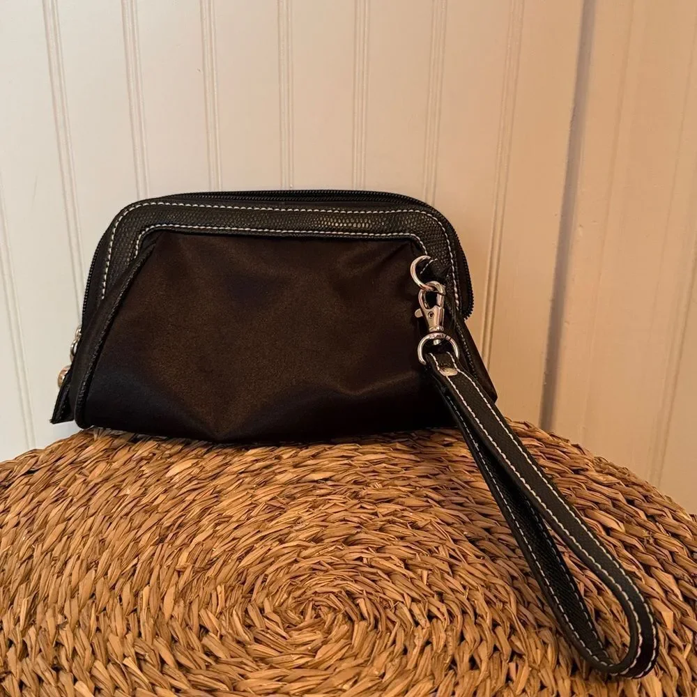 Kathy Van Zeeland Black and Tan Women's Clutch & Mirror - NWOT